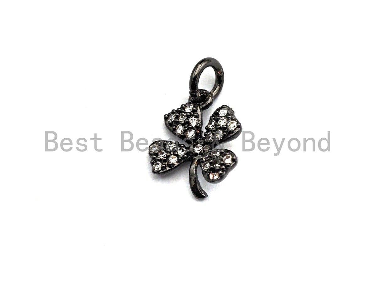 CZ Micro Pave Four Leaf Clover Shaped Pendant/Charm, Cubic Zirconia Pendant Charm,10x12mm,sku#F918