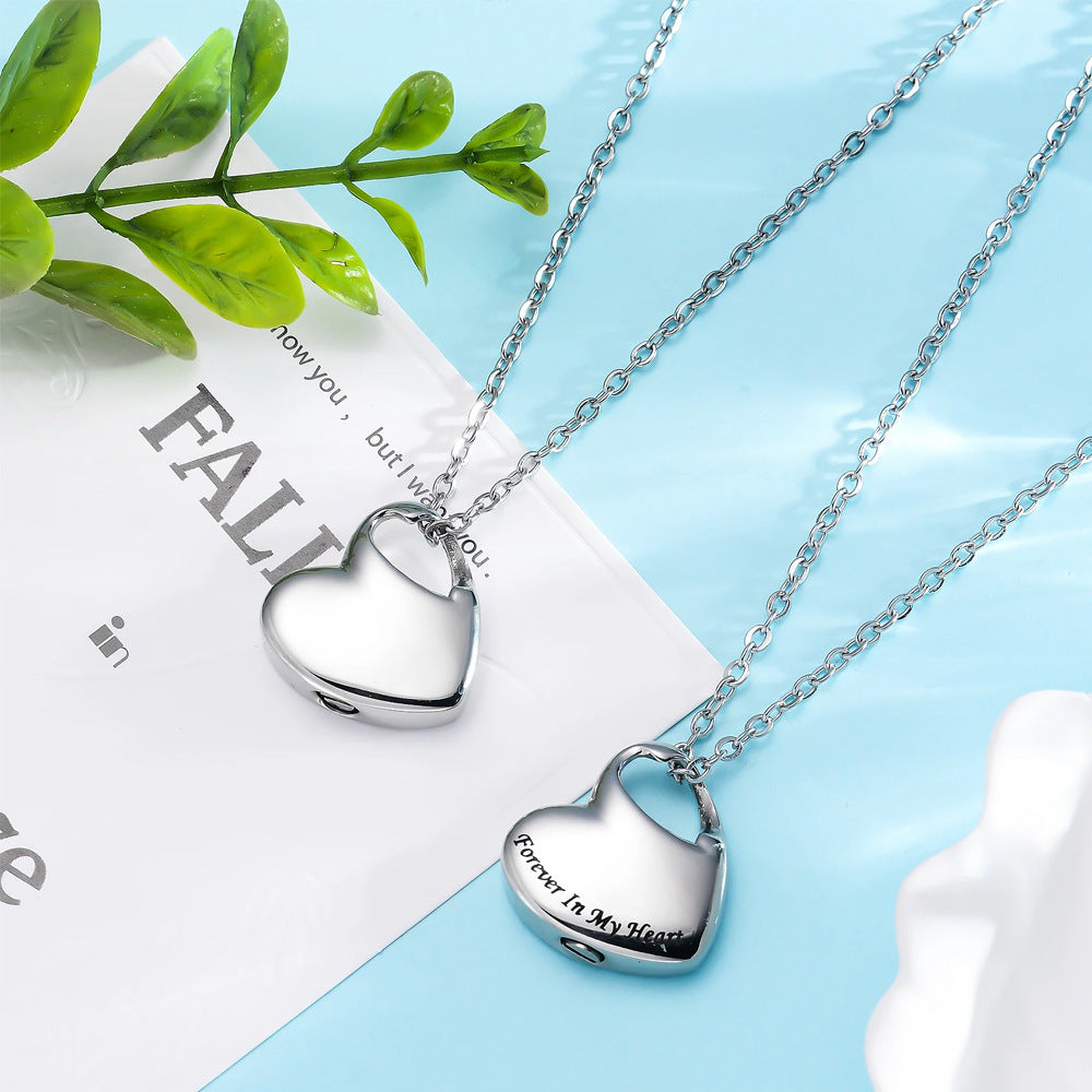 Stainless Steel Heart-shaped Openable Pendant Necklace