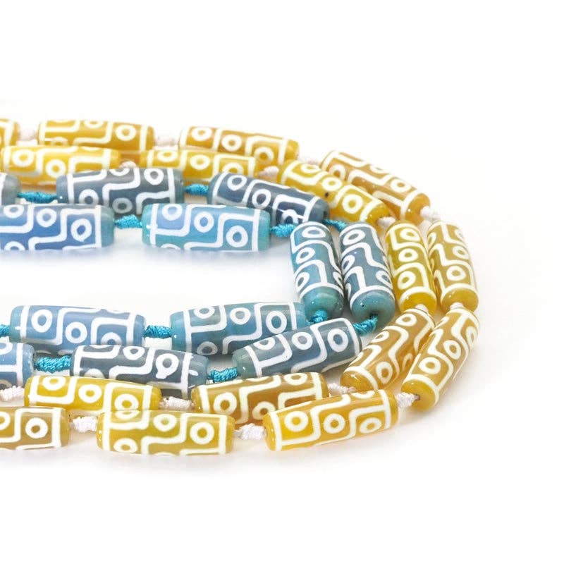 Natural Tibetan Agate Barrel Focal Beads, 10x30mm, Sku#U1559