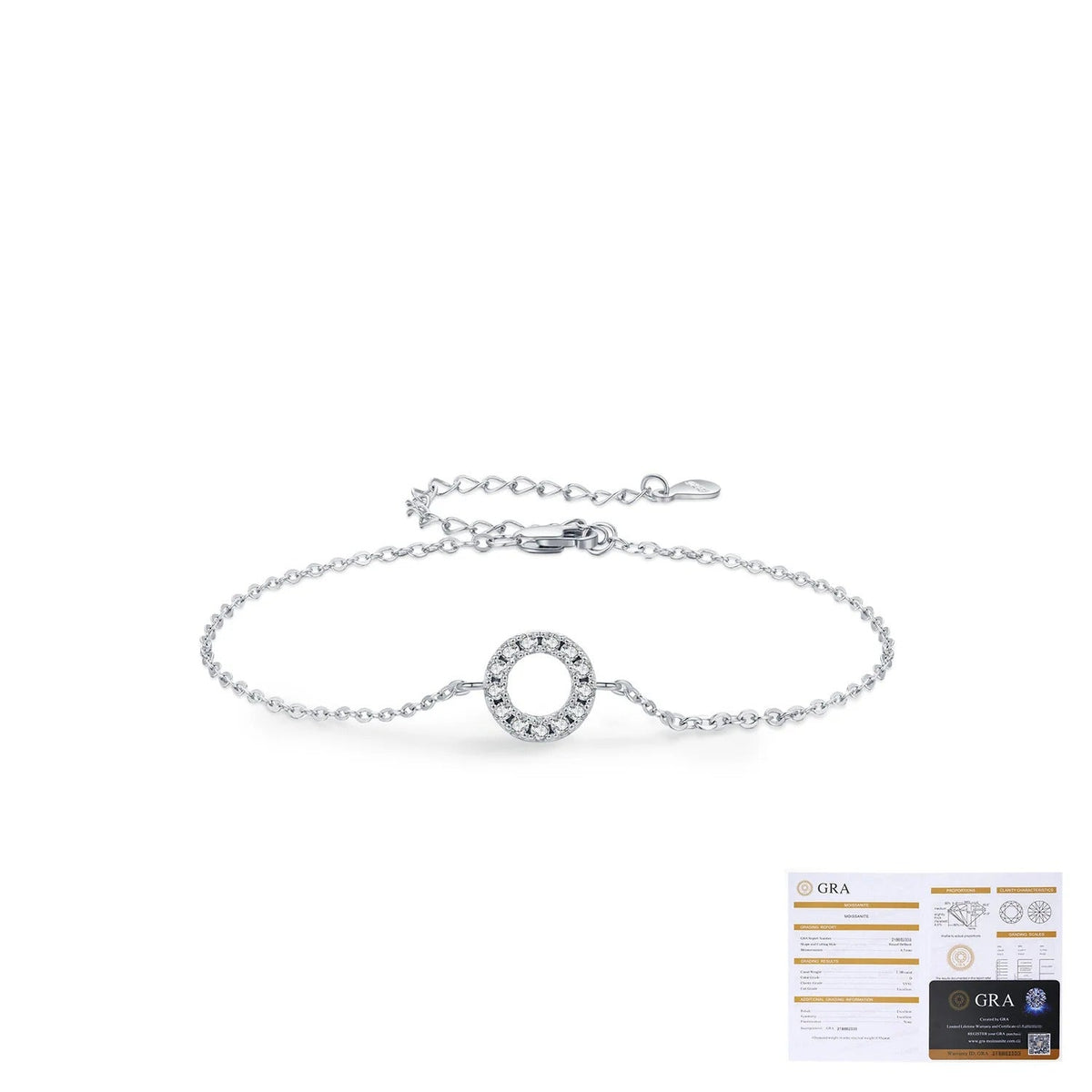 Geometric Circle D-Color VVS1 Moissanite Bracelet in Sterling Silver for Women