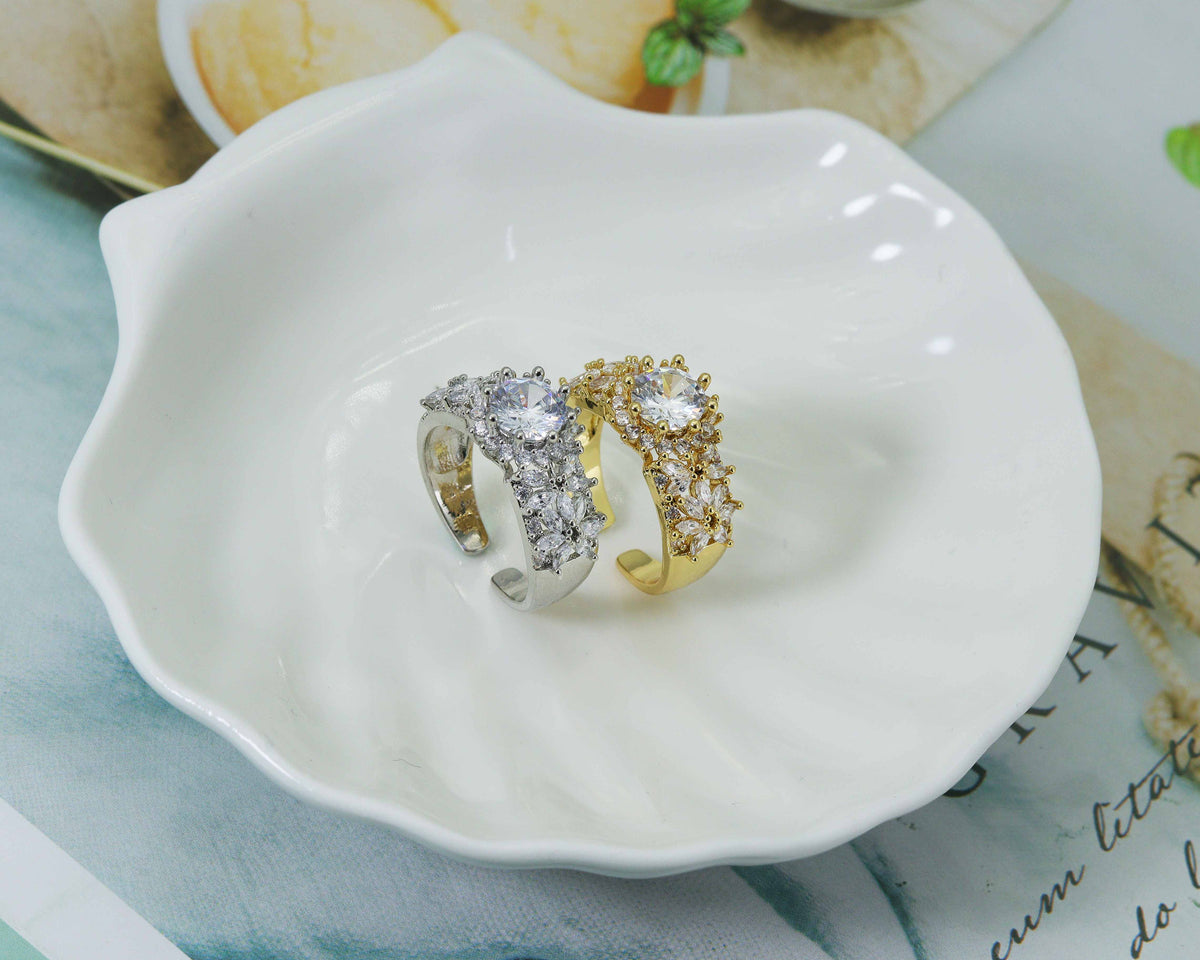 CZ Round Adjustable Ring, Sku#B170