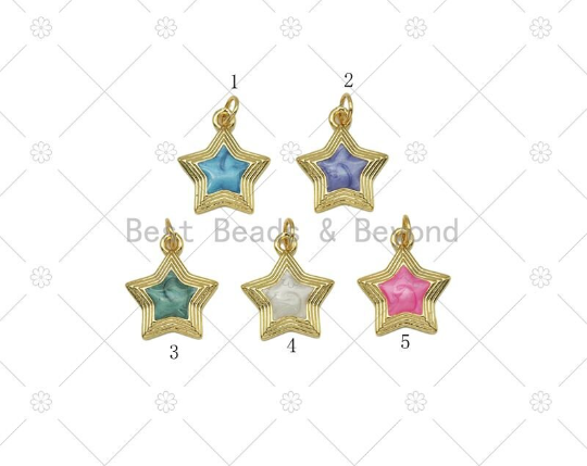 Colorful Enamel Five Point Star Shape Pendant,18K Gold Filled Star Charm, Necklace Bracelet Charm Pendant, Sku#JD26