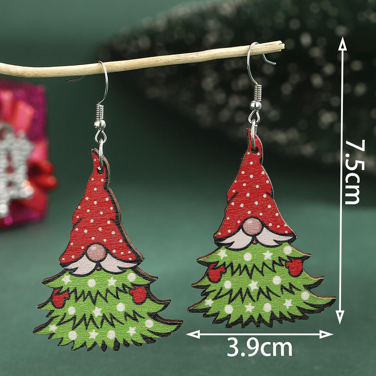 Cross-Border Personalized Christmas Alloy Earrings Christmas Hat Colorful Star Dot Diamond Christmas Tree Elk Gingerbread Man Earrings