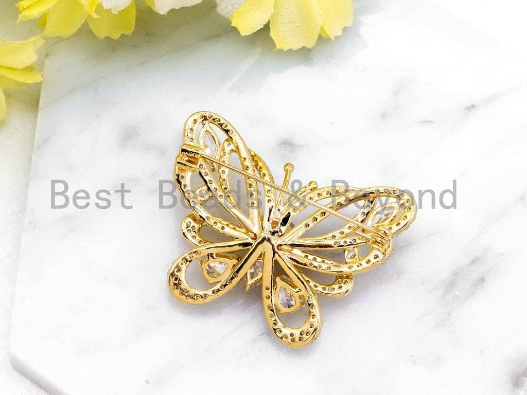 CZ Micro Pave Butterfly Brooch, Sku#P36
