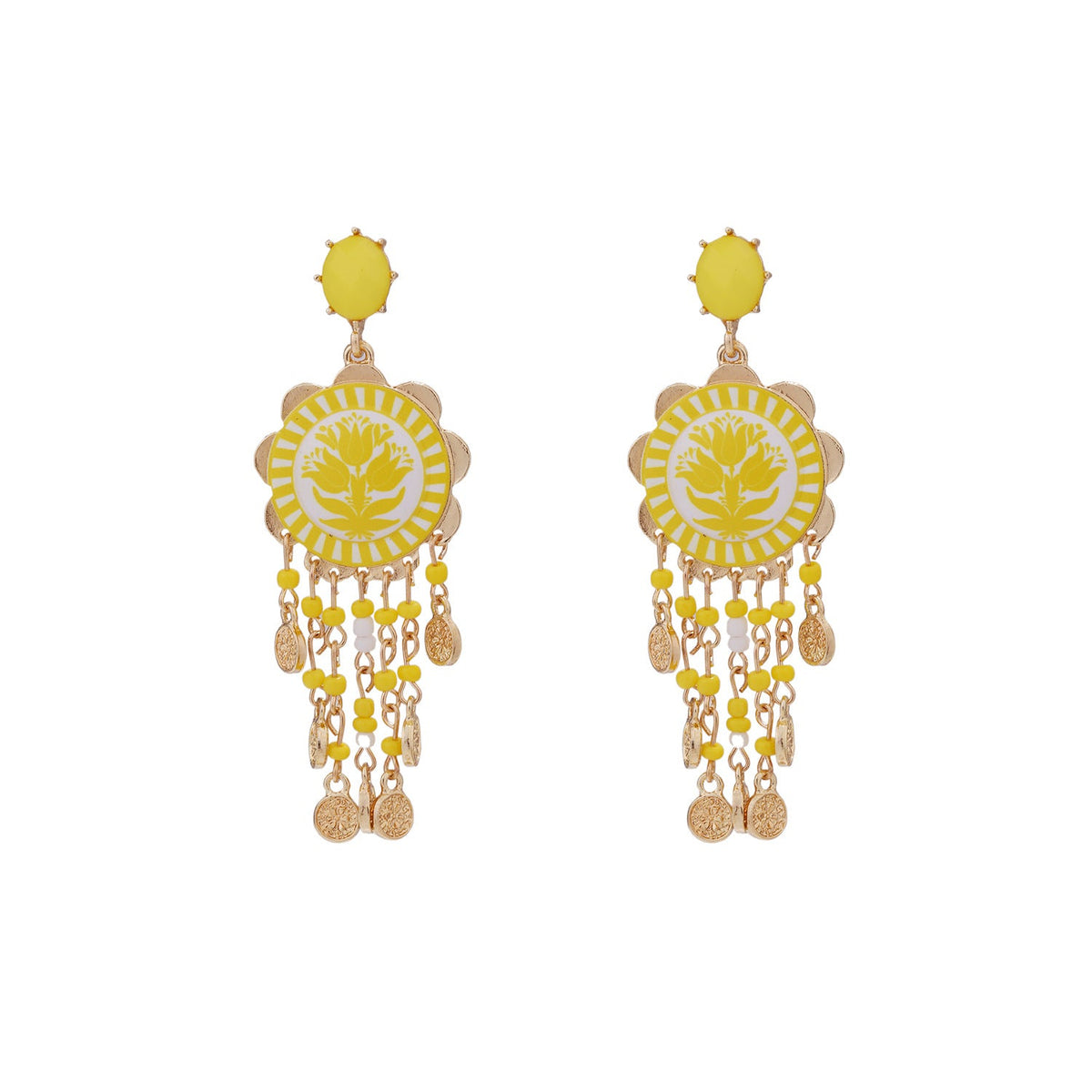 Womens Tulip-Print Tassel Casual Earrings