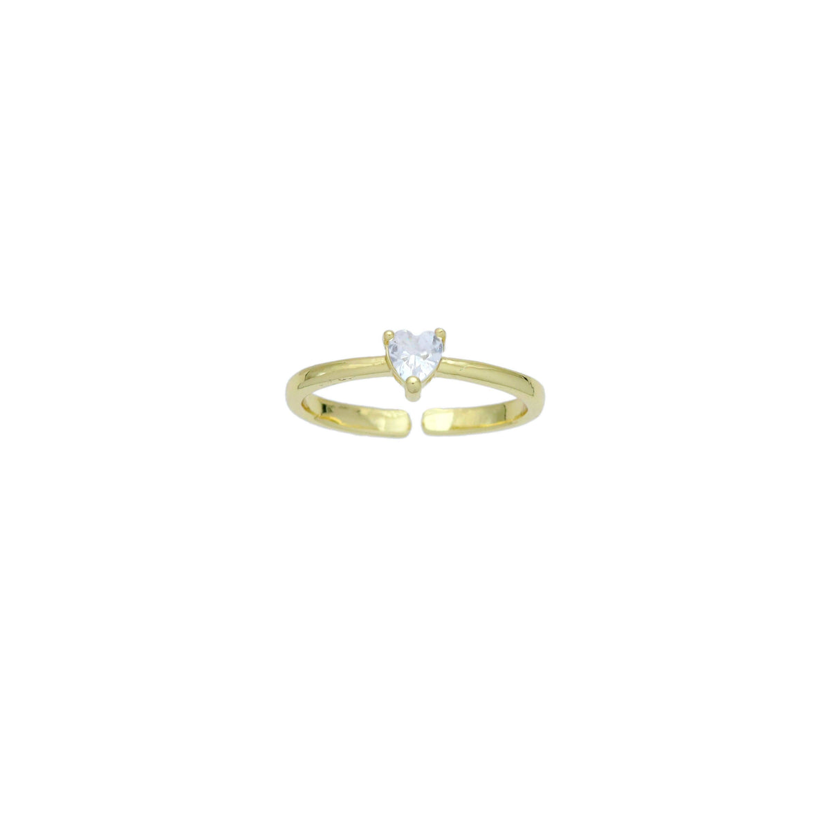 Tiny CZ Heart thin Adjustable Ring, Sku#LD599