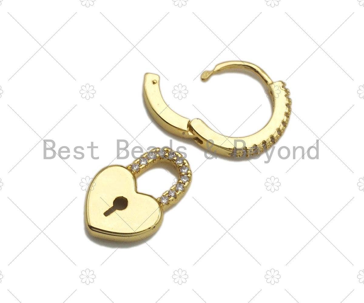 CZ Heart Huggie Earrings, Sku#O26