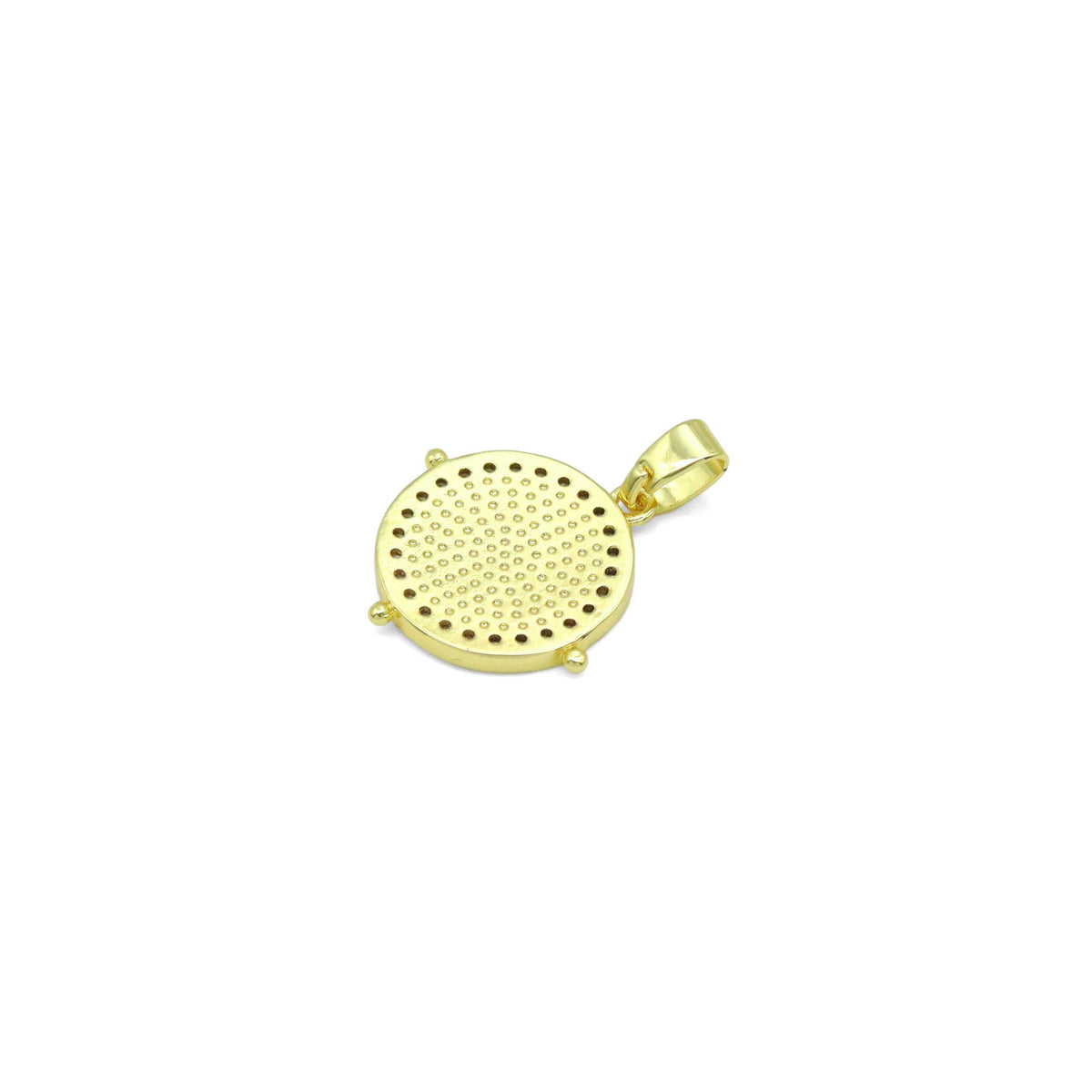 Clear CZ around radical line Round Coin Charm Pendant, Sku#LX765
