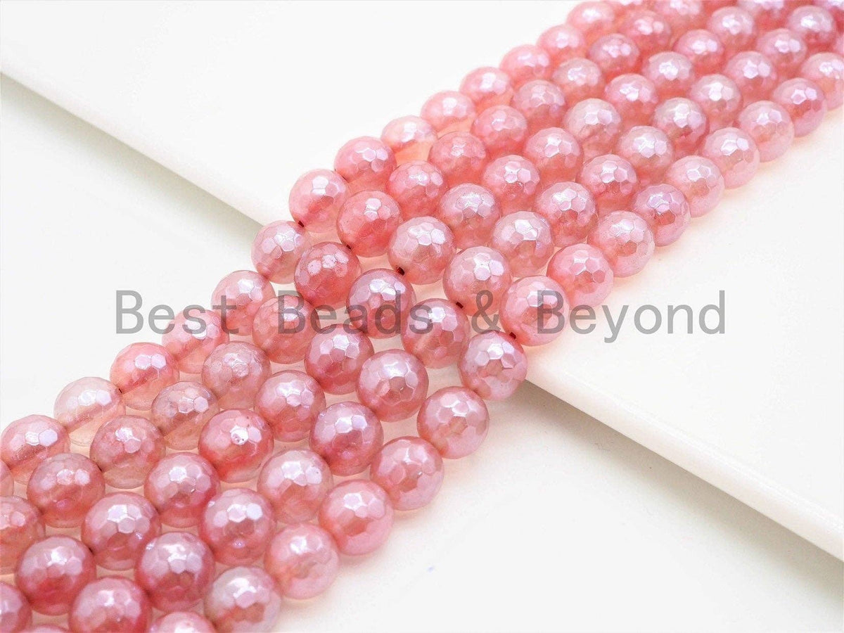 Mystic Silverite Plated  Pink Quartz Faceted, Sku#U342