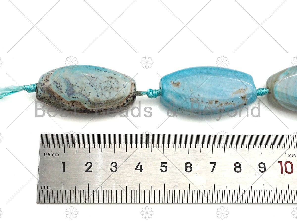 Natural Turquoise Blue Agate Oval Spacer Beads, Sku#U1021
