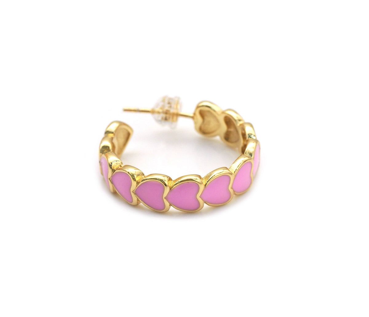 Colorful Enamel String Hearts Hoop Earrings, Sku#J374