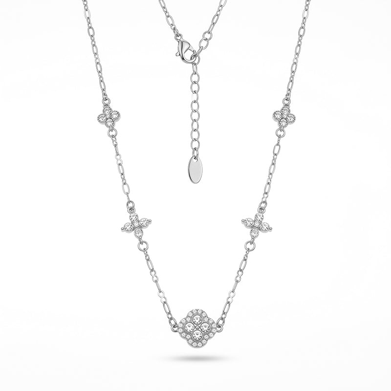 Vintage Elegant High-quality Stainless Steel Teardrop Flower Pendant Necklace