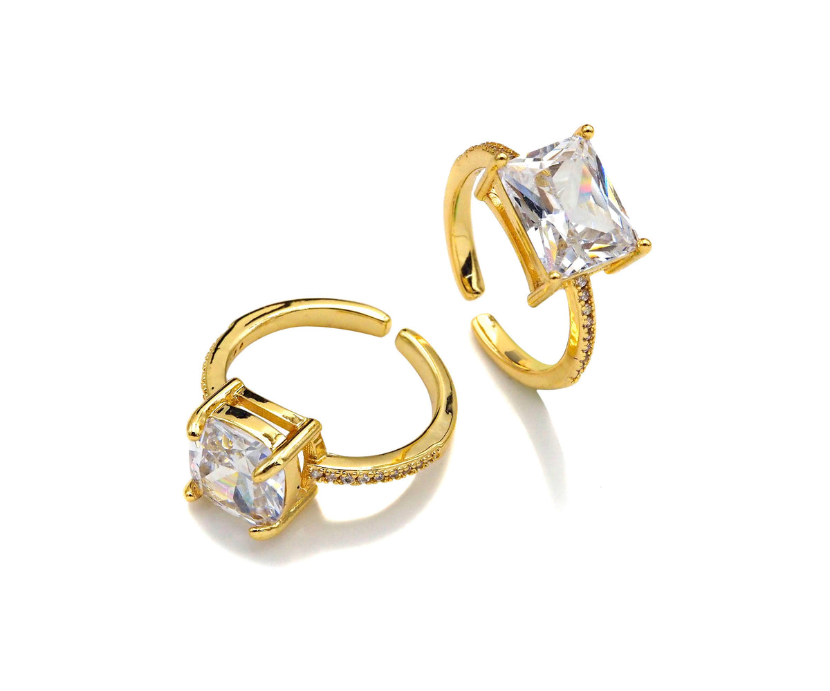 18K Gold Filled Cubic Zirconia Solitaire Ring, Sku#X180C