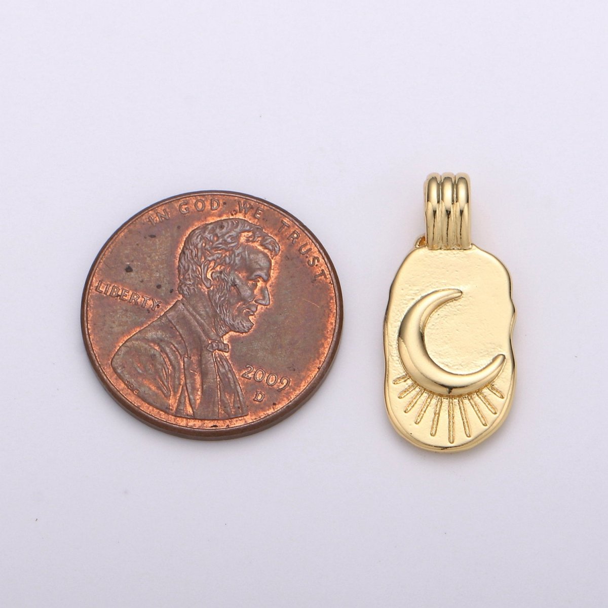 OS Dainty 14k Gold Filled Moon Charm - Gold Crescent Moon Pendant, Celestial Jewelry for Necklace Component Supply I-783