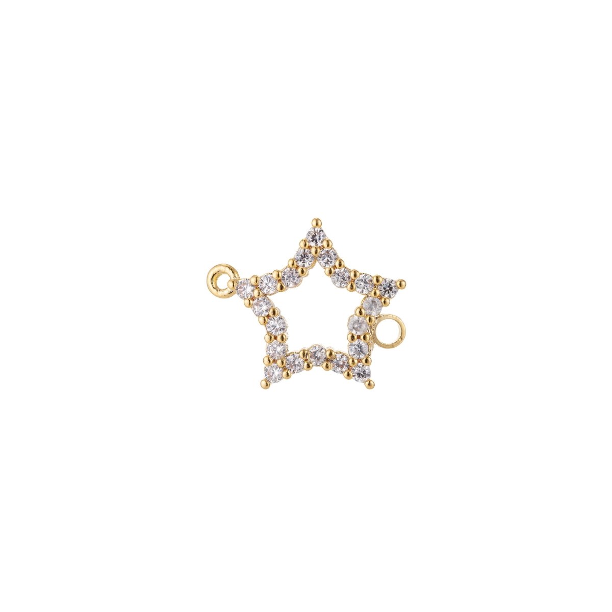 Dainty 18k Gold Filled Star Charm, Micro Pave Star Connector CZ Cubic Zirconia Crystals for Bracelet Necklace Earring Charm Pendant F-773