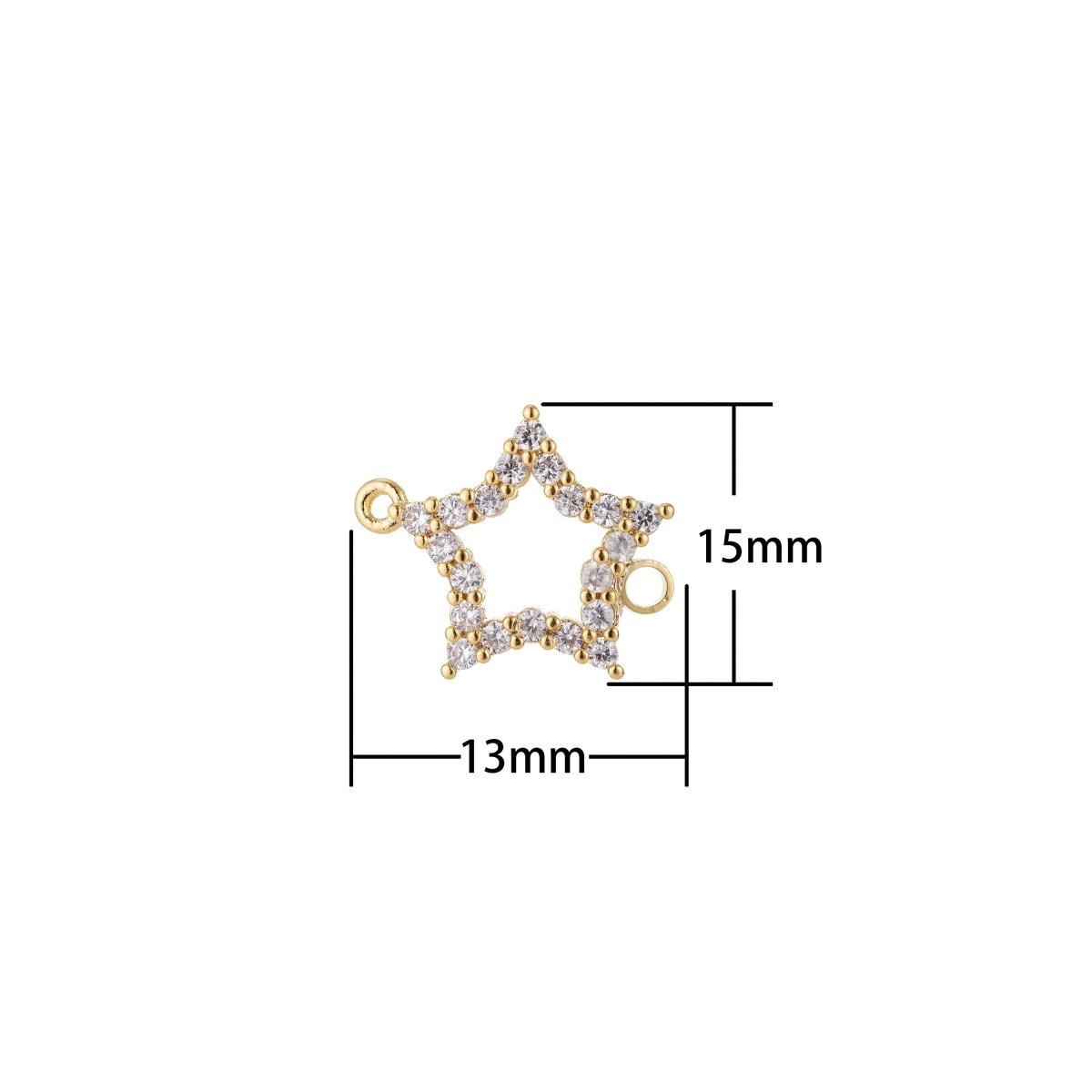 Dainty 18k Gold Filled Star Charm, Micro Pave Star Connector CZ Cubic Zirconia Crystals for Bracelet Necklace Earring Charm Pendant F-773