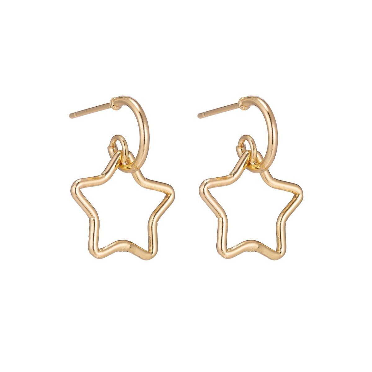 Dainty 18k Gold Filled Star Earrings, Celestial Earrings, Geometric Huggie Earring Making Supply Findings for Jewelry Making Supplies K-027