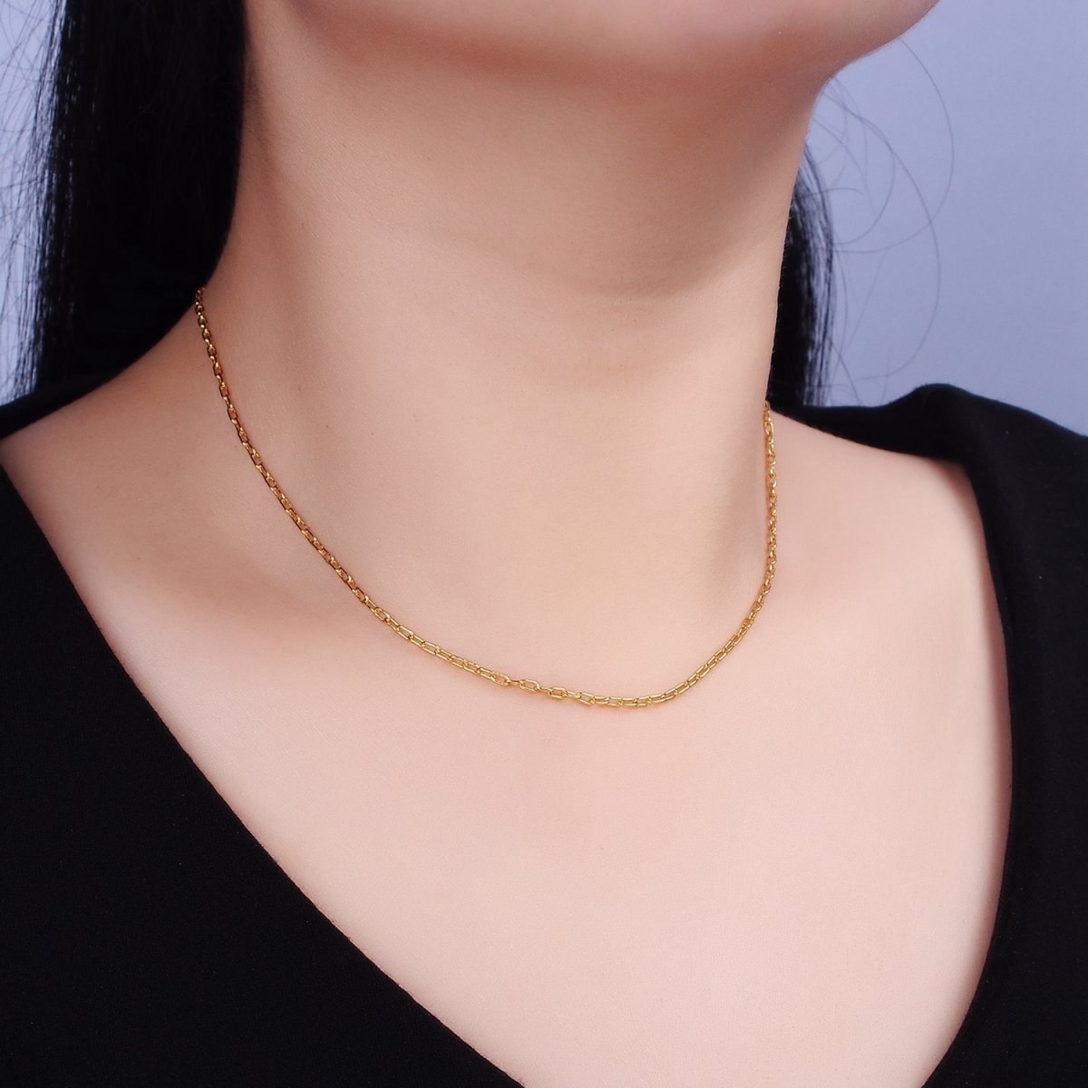 Dainty 1.8mm Cable Paperclip 16 Inch Minimalist Choker Chain Necklace | WA-1873 Clearance Pricing