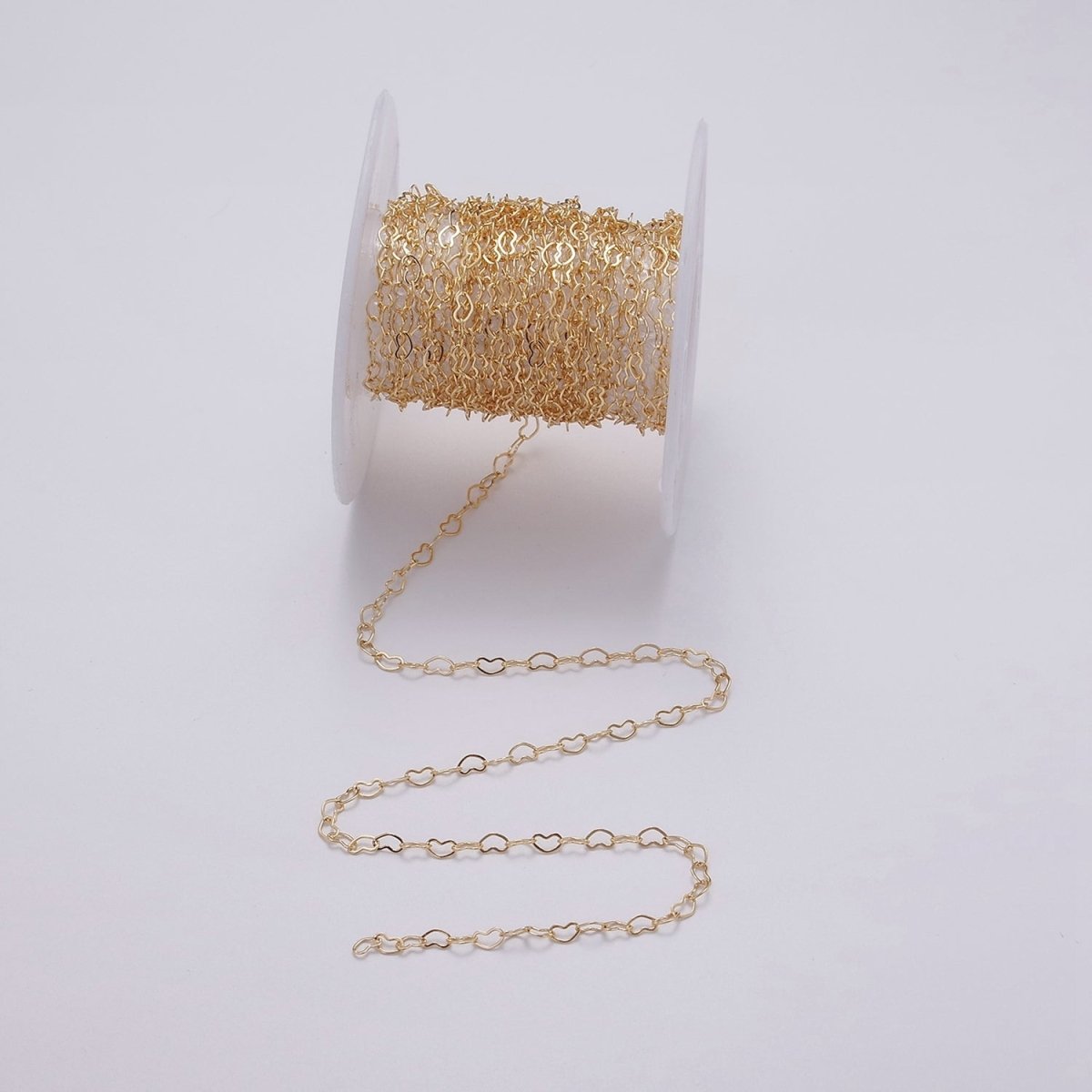 Dainty 24K Gold Filled 2.6mm Heart Cable Link Chain Unfinished Chain For Jewelry Making | ROLL-1387