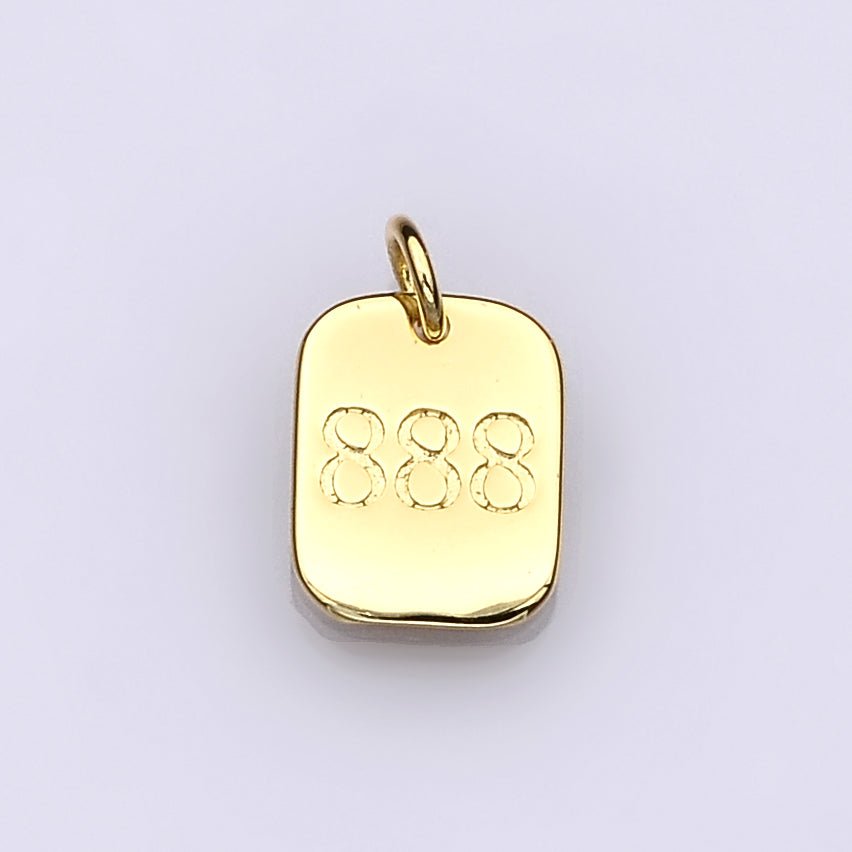 Dainty 24K Gold Filled Angel Number Numerology Engraved Small Military Tag Charm add on Pendant | AC072-AC081