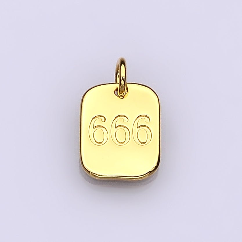 Dainty 24K Gold Filled Angel Number Numerology Engraved Small Military Tag Charm add on Pendant | AC072-AC081
