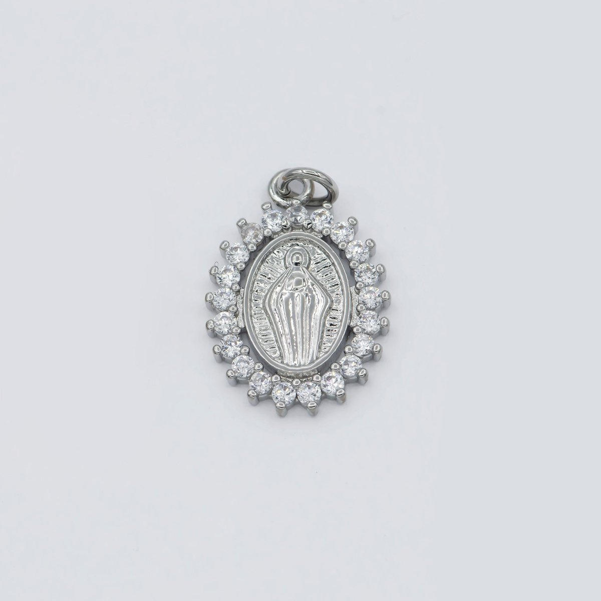 Dainty 24K Gold Filled Delicate Virgin Mother Mary Cubic Zirconia Bracelet Necklace Pendant Earring Charm Gift for Woman Jewelry Making, Gold Silver Miraculous Lady M-585 -M-592