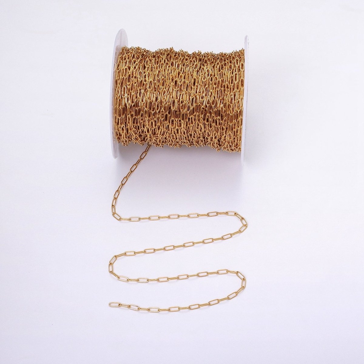 Dainty 24k Gold Filled Paperclip Chain 2.3mm Width Unfinished Chain by Yard | ROLL-1269 ROLL-1270