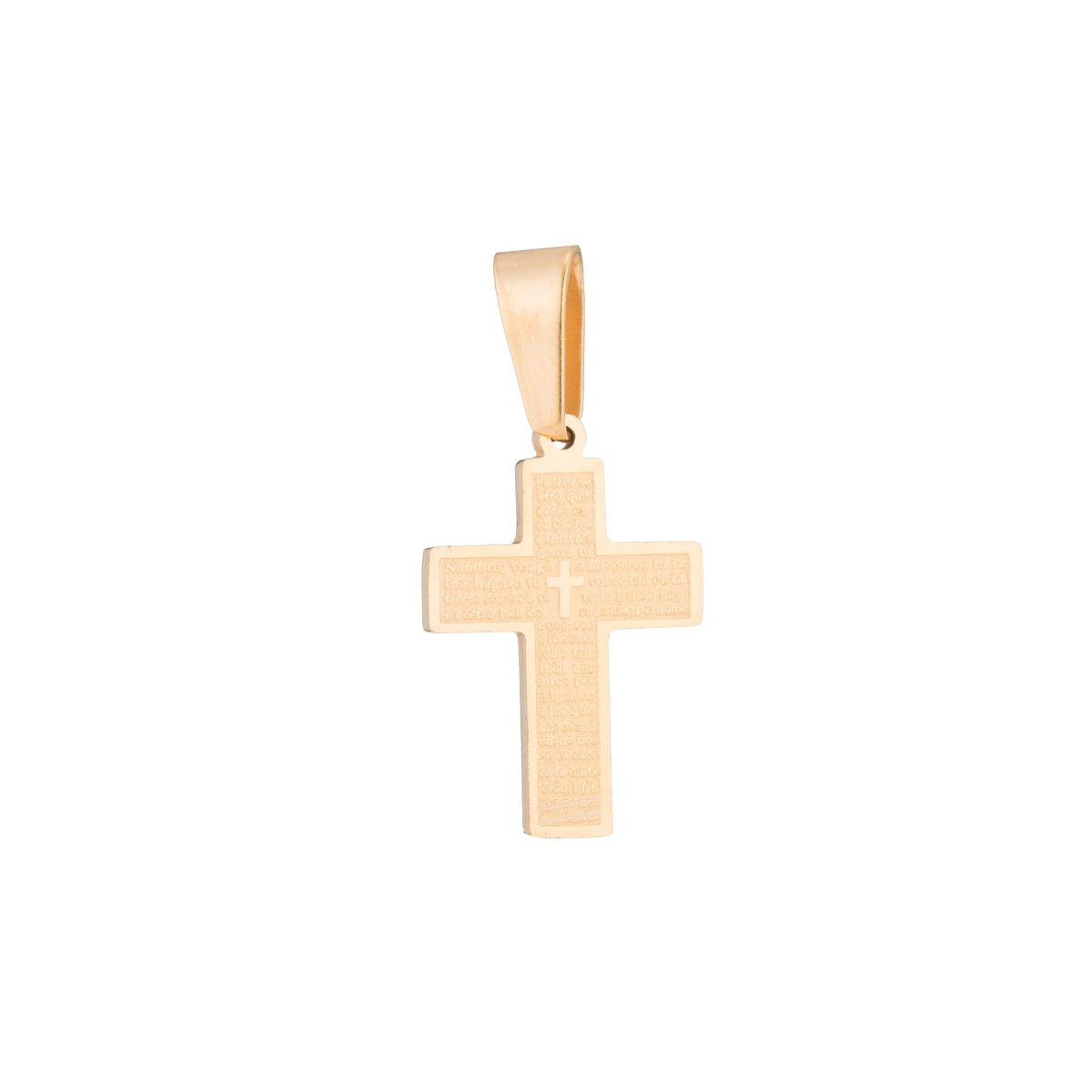 Dainty 24k Gold Filled Spanish Lord's Prayer Charm Cross Pendant for Religious Jewelry Making Supply J-439