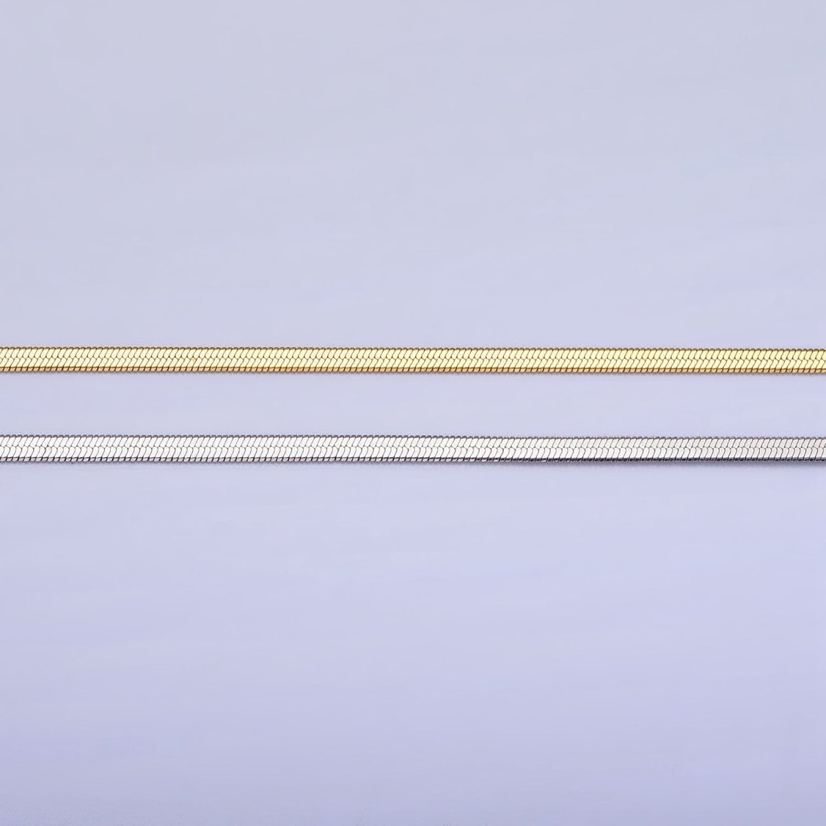 Dainty 2mm Gold Herringbone Chain Necklace Silver Flat Snake Chain Stainless Steel Chain 17.5 inch | WA-1550 WA-1551