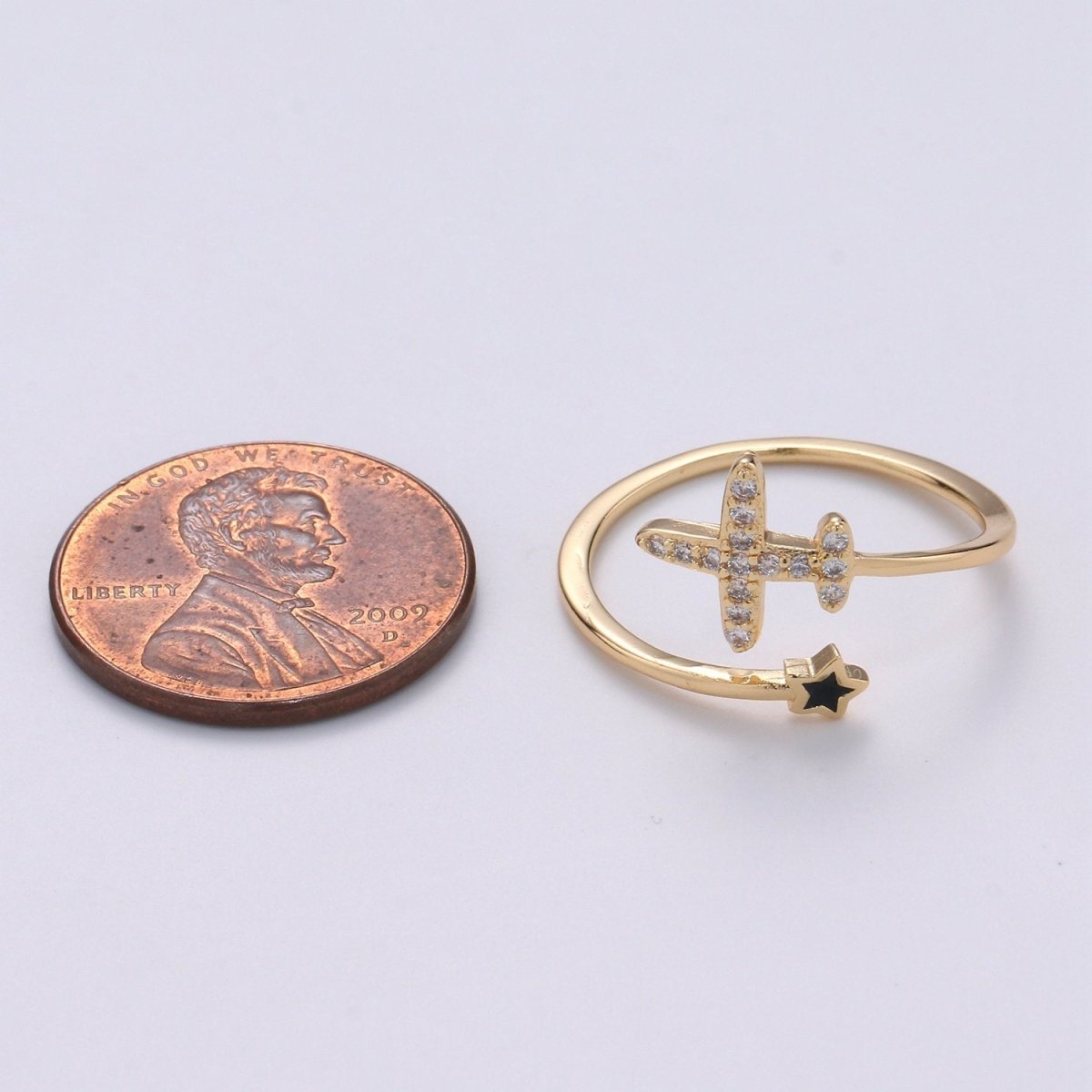 Dainty Airplane Ring, Plane Ring, Thin Open Ring Gift for Stewardess, Stackable Gold Ring, Travel Ring, Aviation Jewelry Adjustable Ring R-067