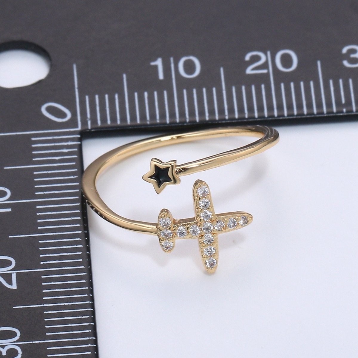 Dainty Airplane Ring, Plane Ring, Thin Open Ring Gift for Stewardess, Stackable Gold Ring, Travel Ring, Aviation Jewelry Adjustable Ring R-067