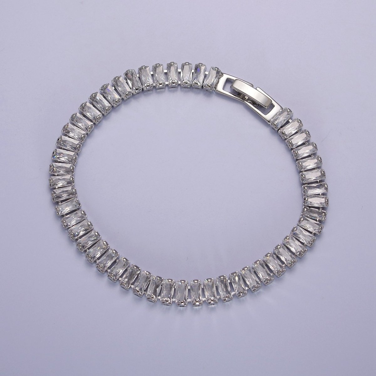Dainty Baguette Tennis Bracelet, Gold Tennis Bracelet, Cubic Zirconia Tennis Bracelet 7 inch | WA-879 WA-880 WA-881 WA-882 WA-883 WA-884 WA-885 WA-886 WA-887 Clearance Pricing