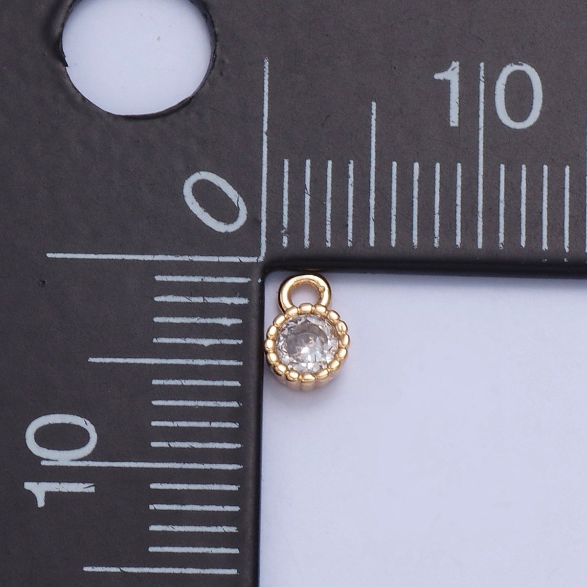 Dainty Beaded Round Clear Cubic Zirconia CZ Charm For Jewelry Making X-022