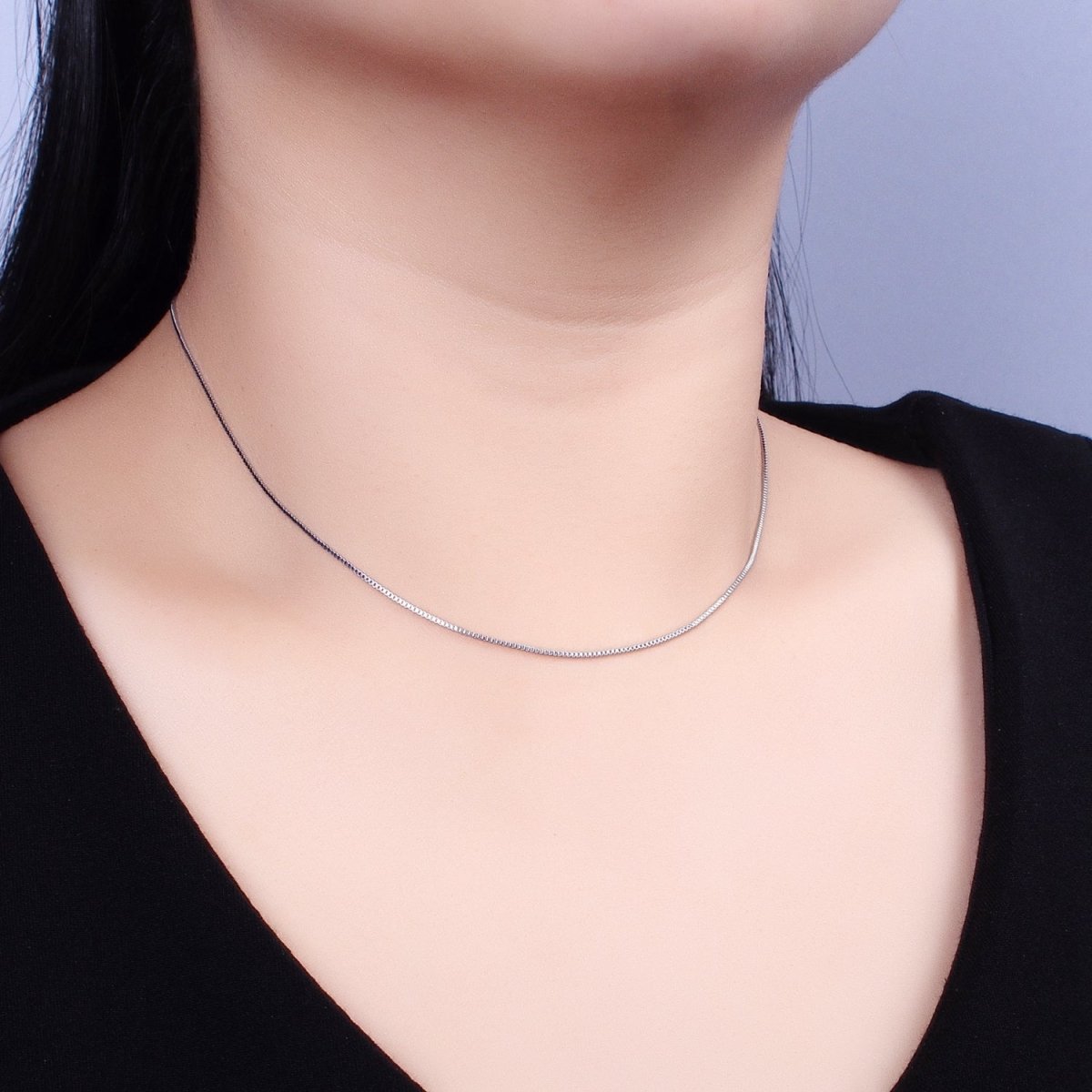 Dainty Box Chain Necklace 19.6 inch Long Ready to Wear Necklace in Silver | WA-1679 Clearance Pricing