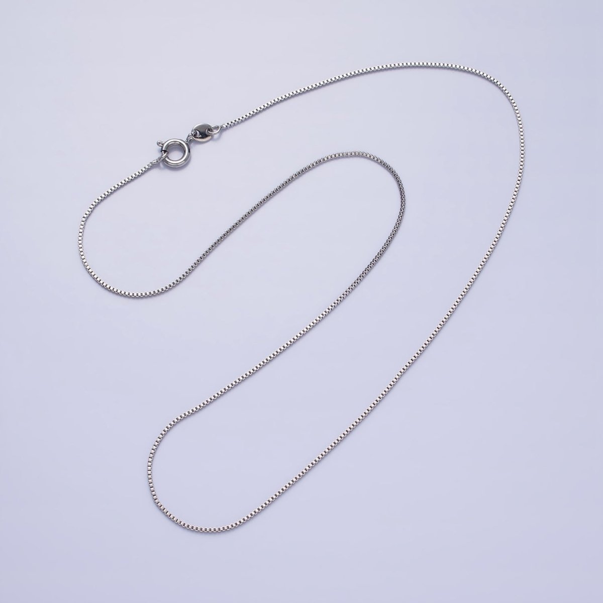 Dainty Box Chain Necklace 19.6 inch Long Ready to Wear Necklace in Silver | WA-1679 Clearance Pricing
