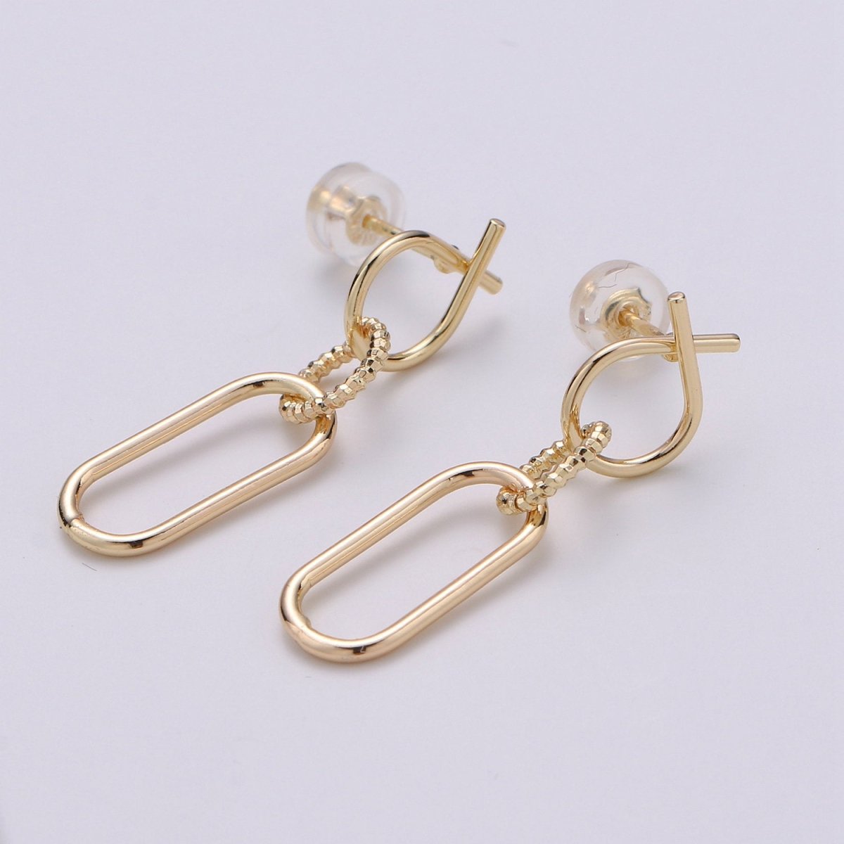 Dainty Chain Link Earrings, Gold Drop Earrings, Gold Dangle Earrings, 14k Gold Filled Earrings, 1 pair Geometric Earring K-841