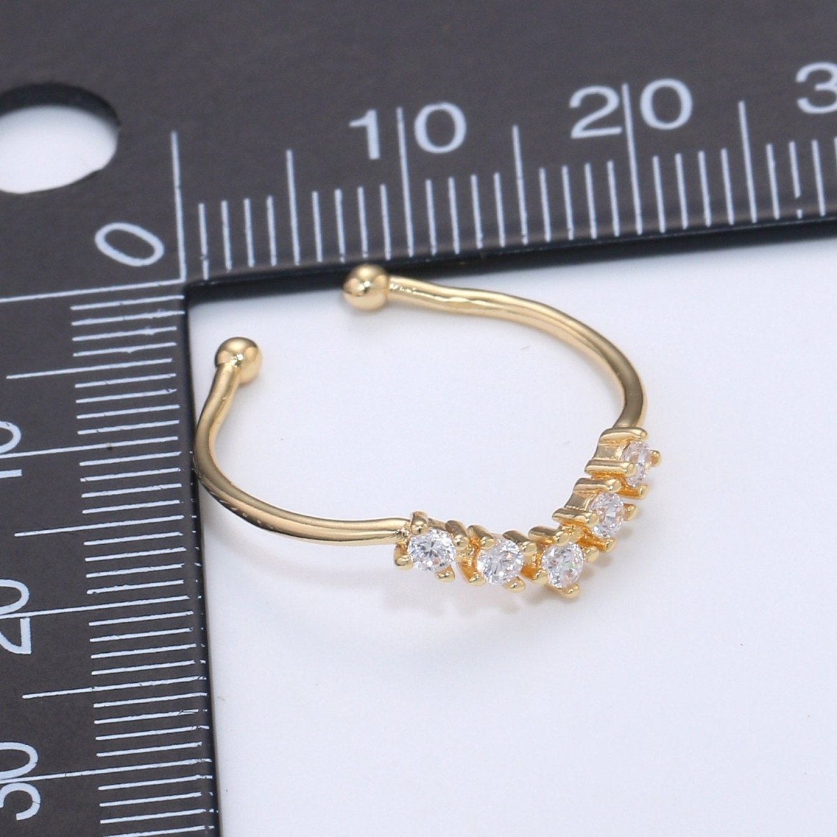 OS Dainty Chevron Ring, Gold Minimalist Ring, Stacking Ring, Simple Micro Pave Ring, Cubic Zirconia Gold Open Ring, Thin Ring, Gift for Her | R-079