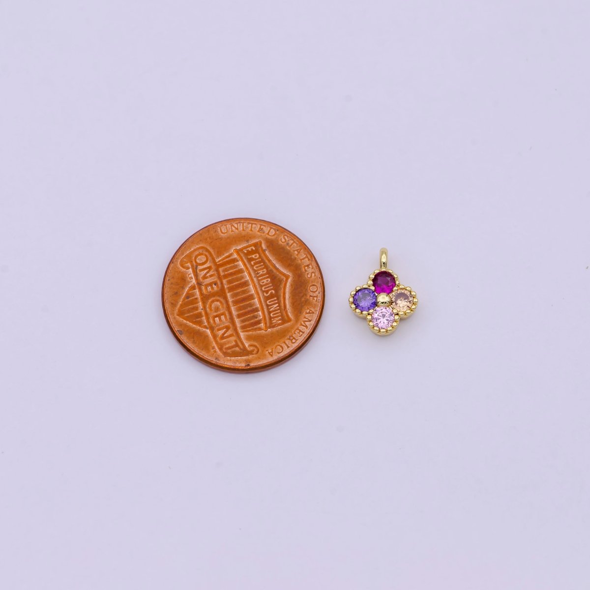 Dainty Clover Charm Multi Color Cubic Charm for Bracelet Earring Necklace Component 11x9mm in Gold / Silver, C-767