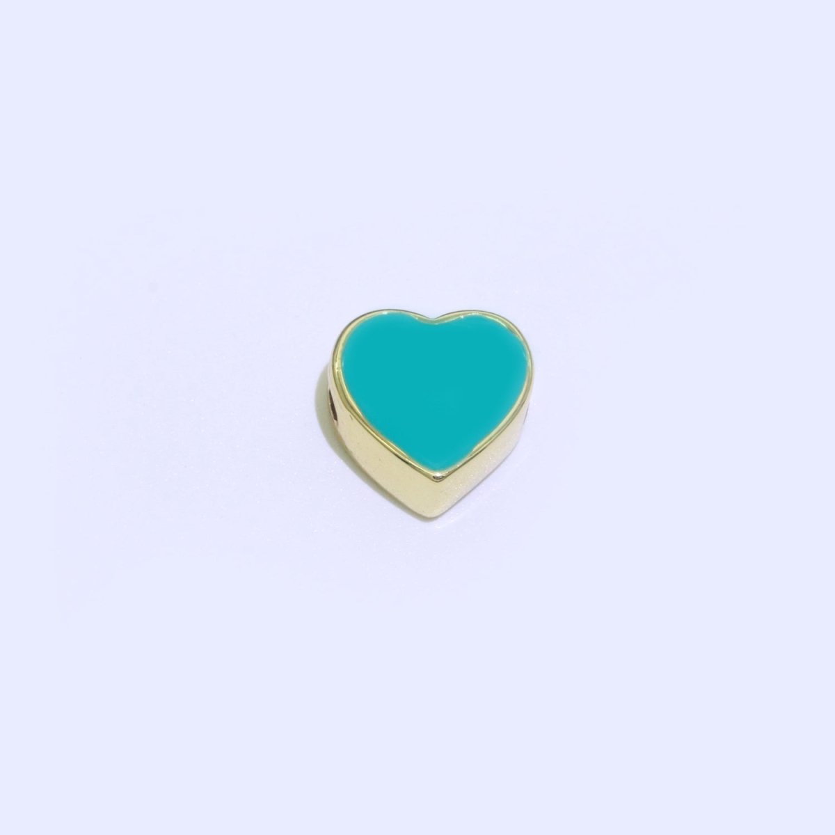 Dainty Colorful Heart Spacer Beads, Green Black Pink Yellow White Teal Heart beads for Necklace Bracelet Component 10mm Beads B-588 to B-591