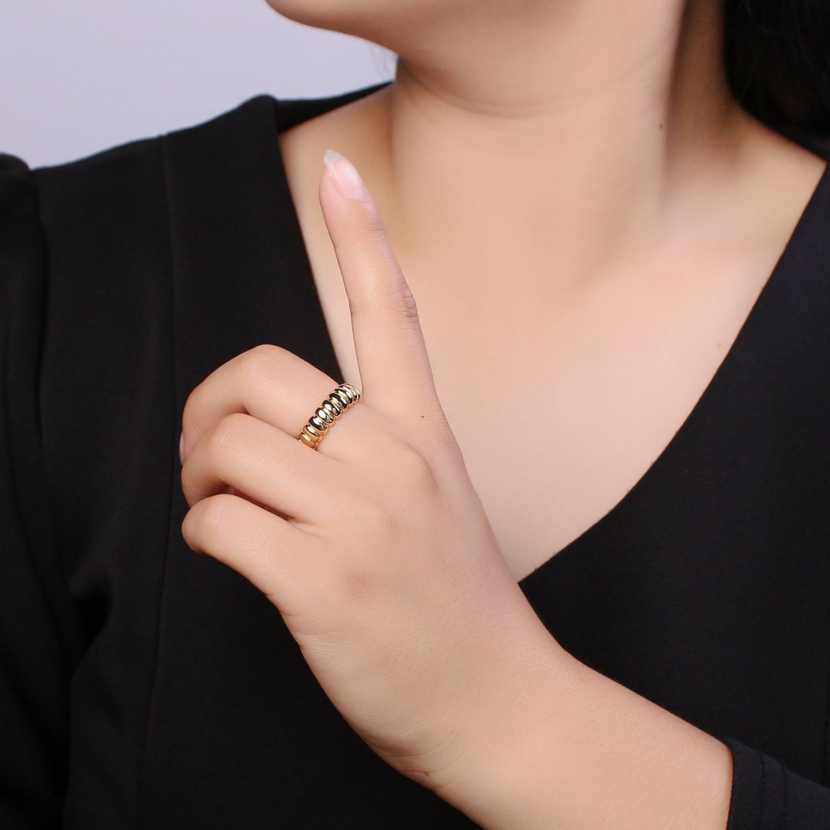Dainty Croissant Ring Gold Filled over Brass Chunky Ring O-959