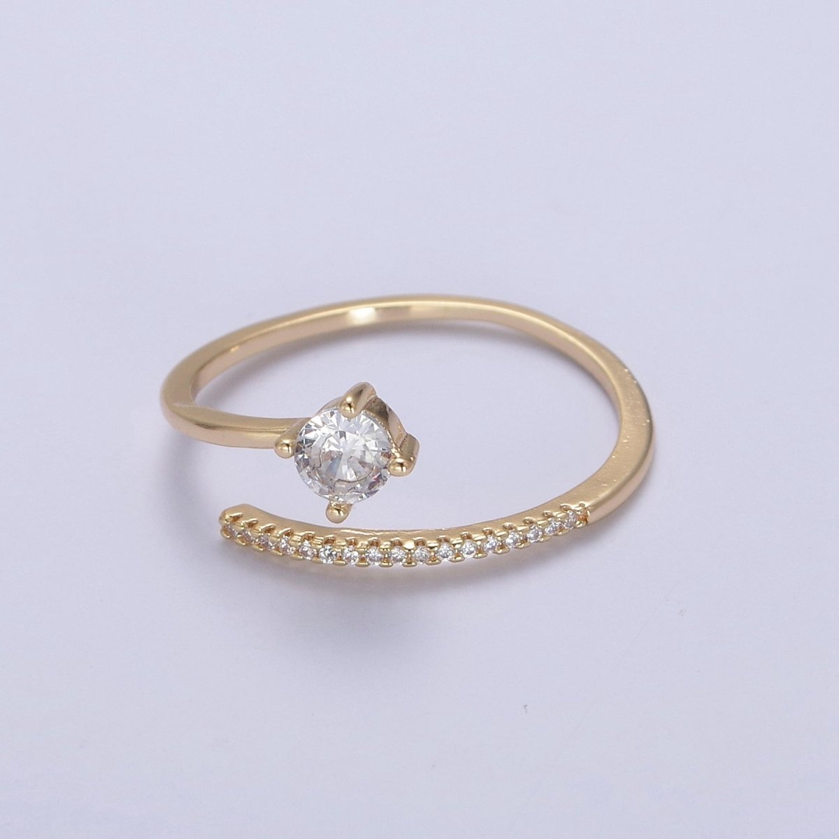 Dainty Crystal Zirconia CZ Stone Open Ring, Minimalist 16K Gold Filled Promise Ring, Adjustable Open Stacking Ring For Valentine Anniversary | U-422