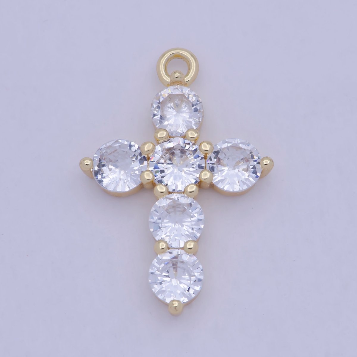 Dainty Cubic Cross Pendant, 14K Gold Filled Charm E-776