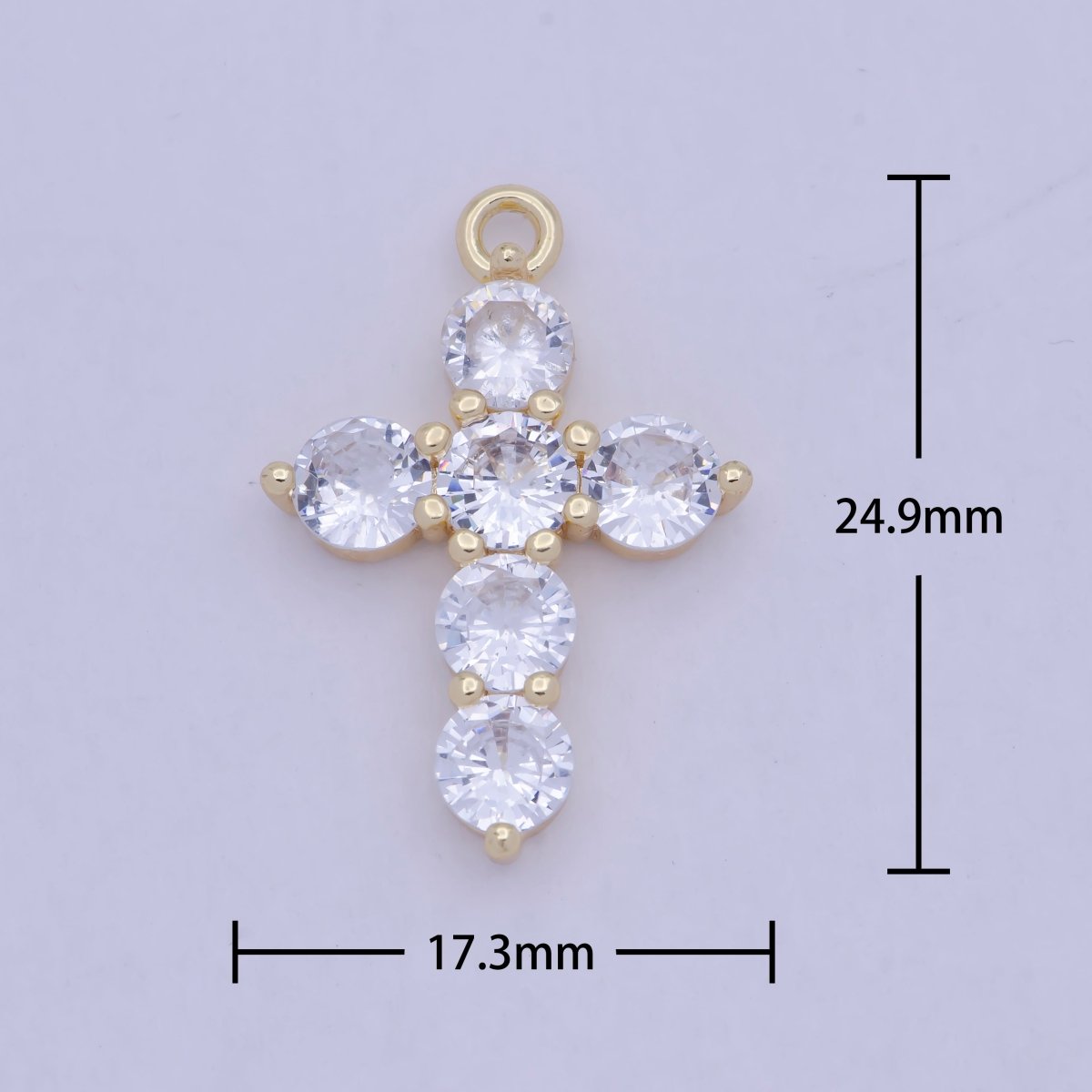 Dainty Cubic Cross Pendant, 14K Gold Filled Charm E-776