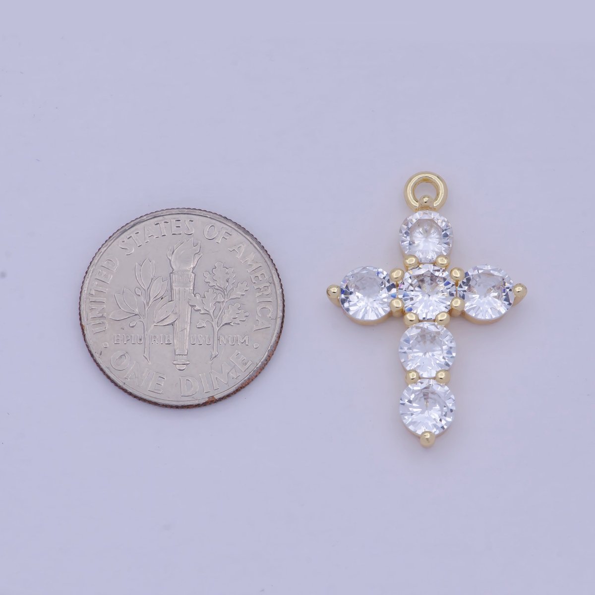 Dainty Cubic Cross Pendant, 14K Gold Filled Charm E-776