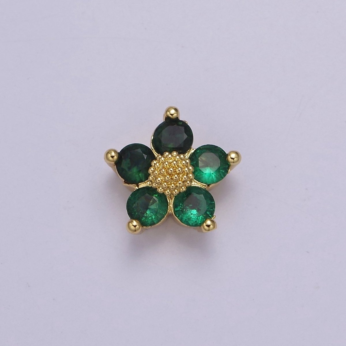 Dainty CZ Flower Spacer Bead, Gold Floral Spacer Beads Pink Clear Purple Green CZ Spacer Beads, Small Daisy Spacers for Bracelet NecklaceB-176 B-177