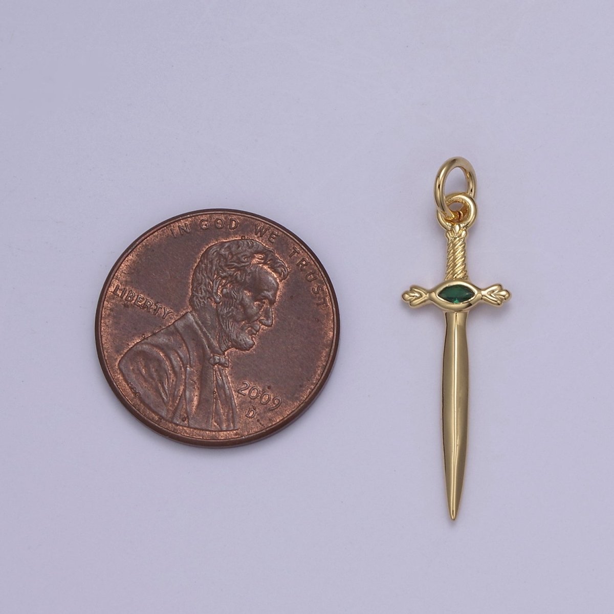 Dainty Dagger Pendant, CZ Sword Knife pendant for Bracelet Earring Necklace 24k Gold Filled Jewelry N-811 - N-814
