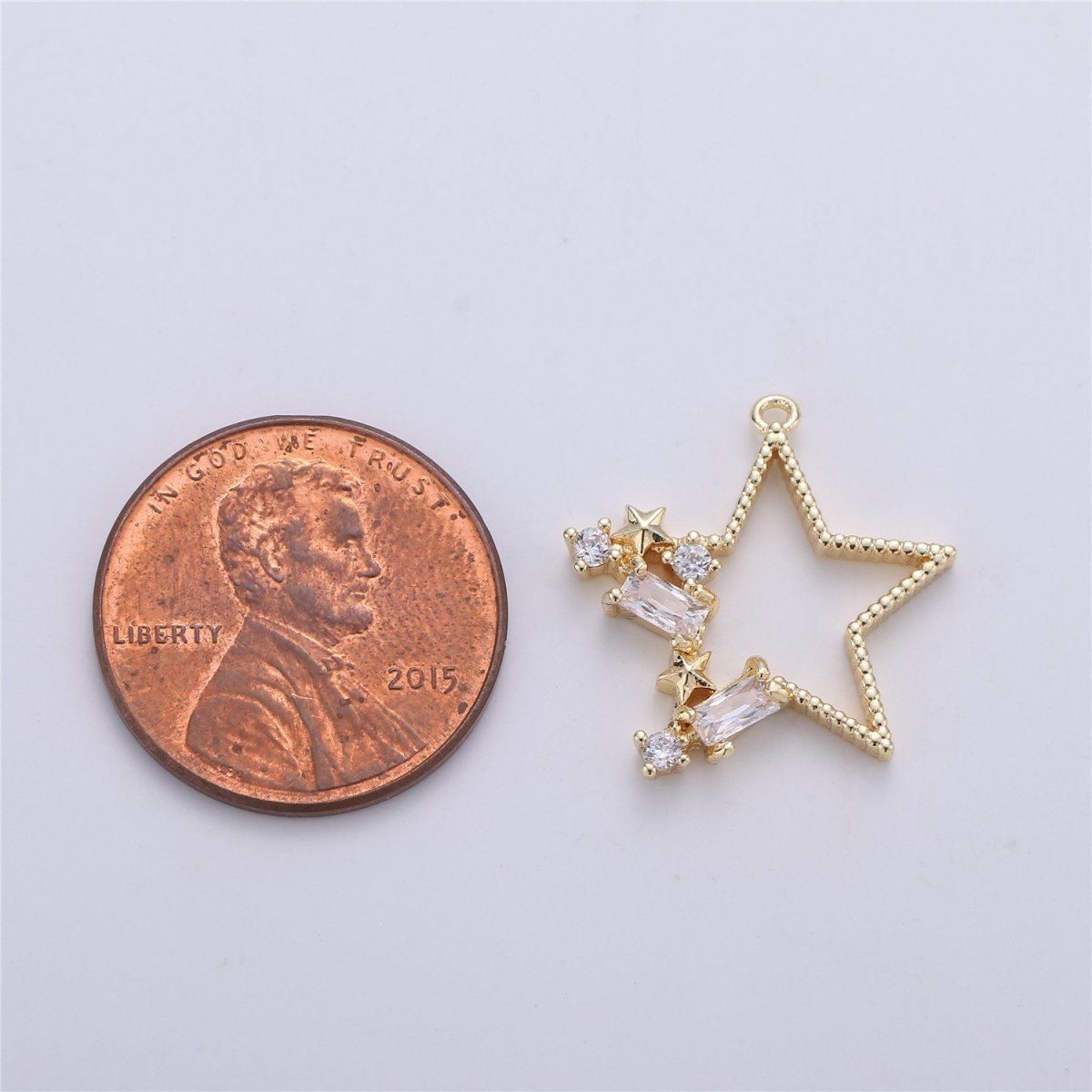 24K Gold Filled Celestial Star Cluster CZ Open Charm | C600