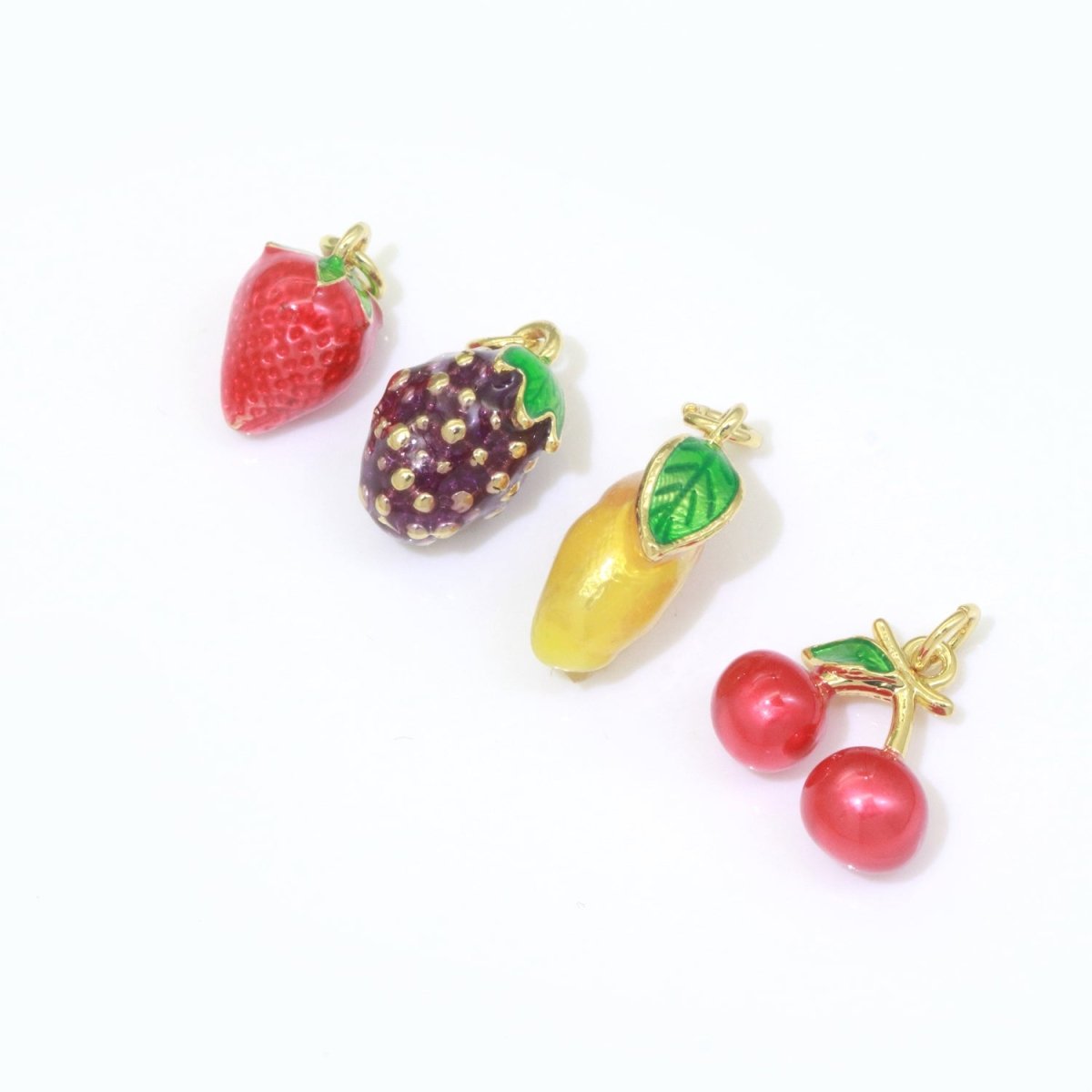 Dainty fruit charm Red Strawberry, Mango, Raspberry, Cherry Charm Lead Nickel free, Jewelry making supplies Enamel Jewelry Food M-542 - M-544