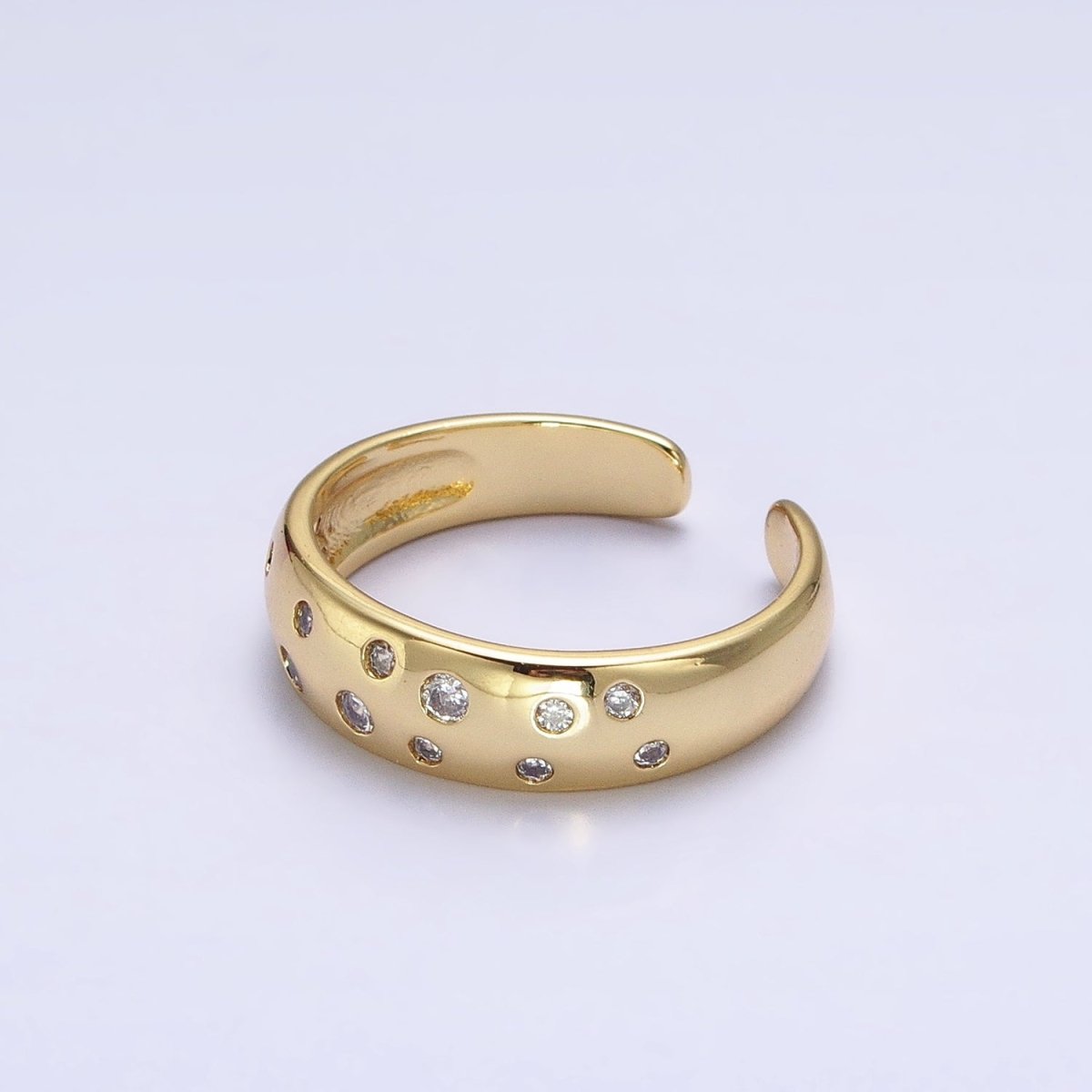 Dainty Gold Bubble Round CZ Band Ring for Minimalist Jewelry R-092