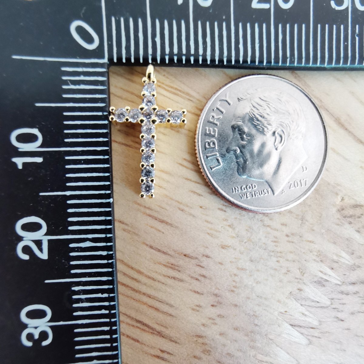 Dainty Gold Cross Gold Filled Charm  C-877